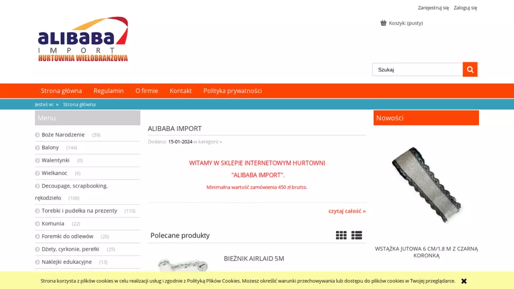 Zrzut ekranu strony Hurtownia wielobranżowa online | TwojaUlubionaHurtownia