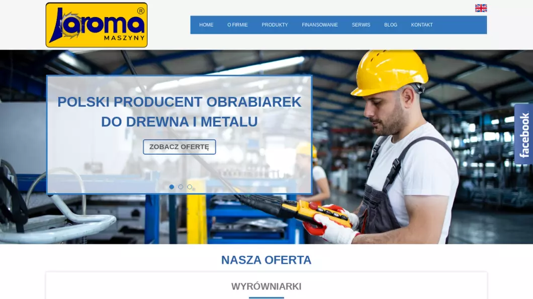 Zrzut ekranu strony Maszyny stolarskie Jaroma