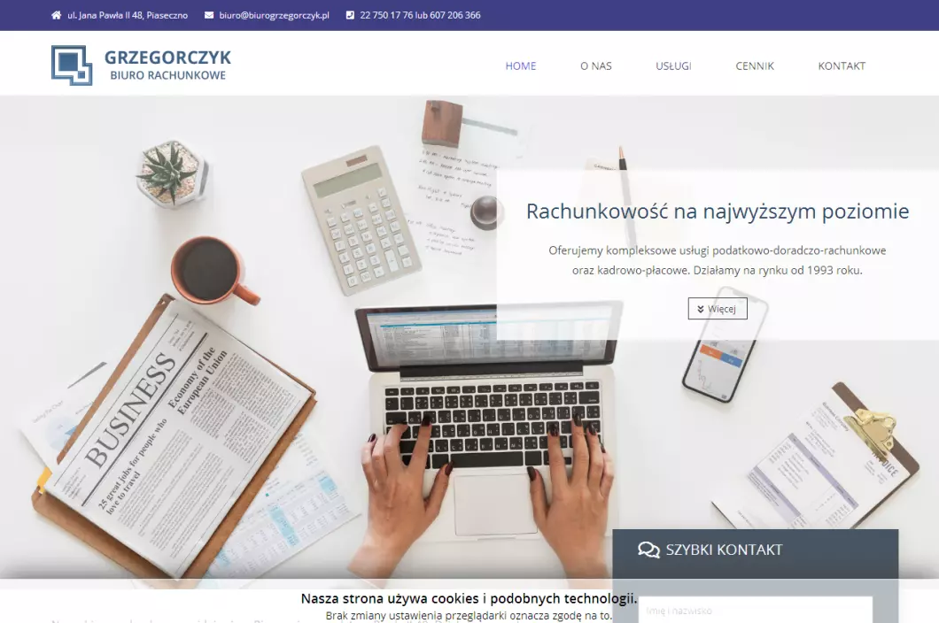 Zrzut ekranu strony Biuro Rachunkowe Grzegorczyk