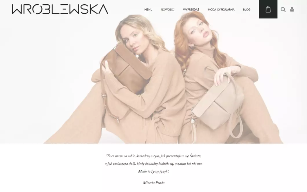 Zrzut ekranu strony Producent torebek damskich Wróblewska