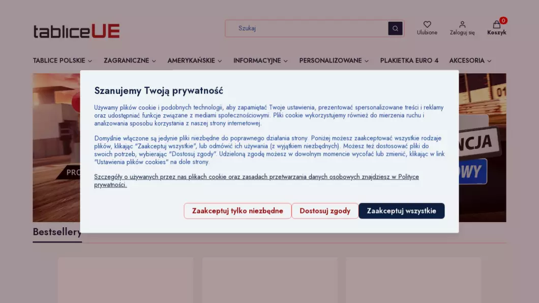 Zrzut ekranu strony Tablice EU