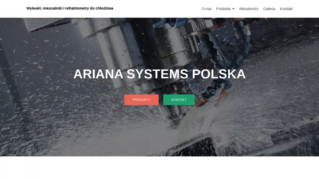 Zrzut ekranu strony Ariana - Wylewki, mieszalniki i refraktometry do chłodziwa