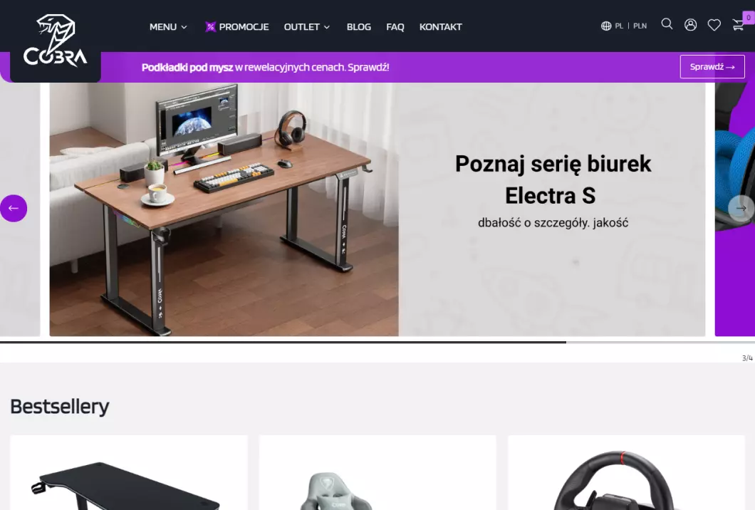Zrzut ekranu strony Cobra - akcesoria gamingowe