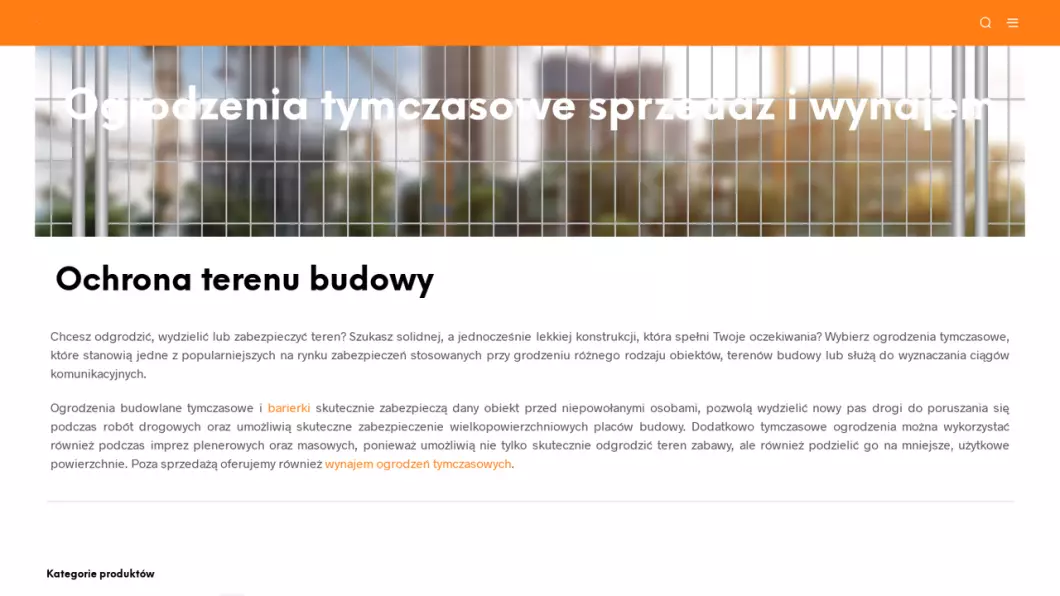 Zrzut ekranu strony Easy Fence